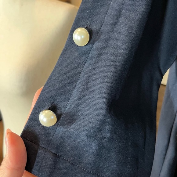 Pearl by Lela Rose Navy Blue Ponte Pearl Sleeve Dress Lg NWT Boat Neck Shift - Picture 4 of 8